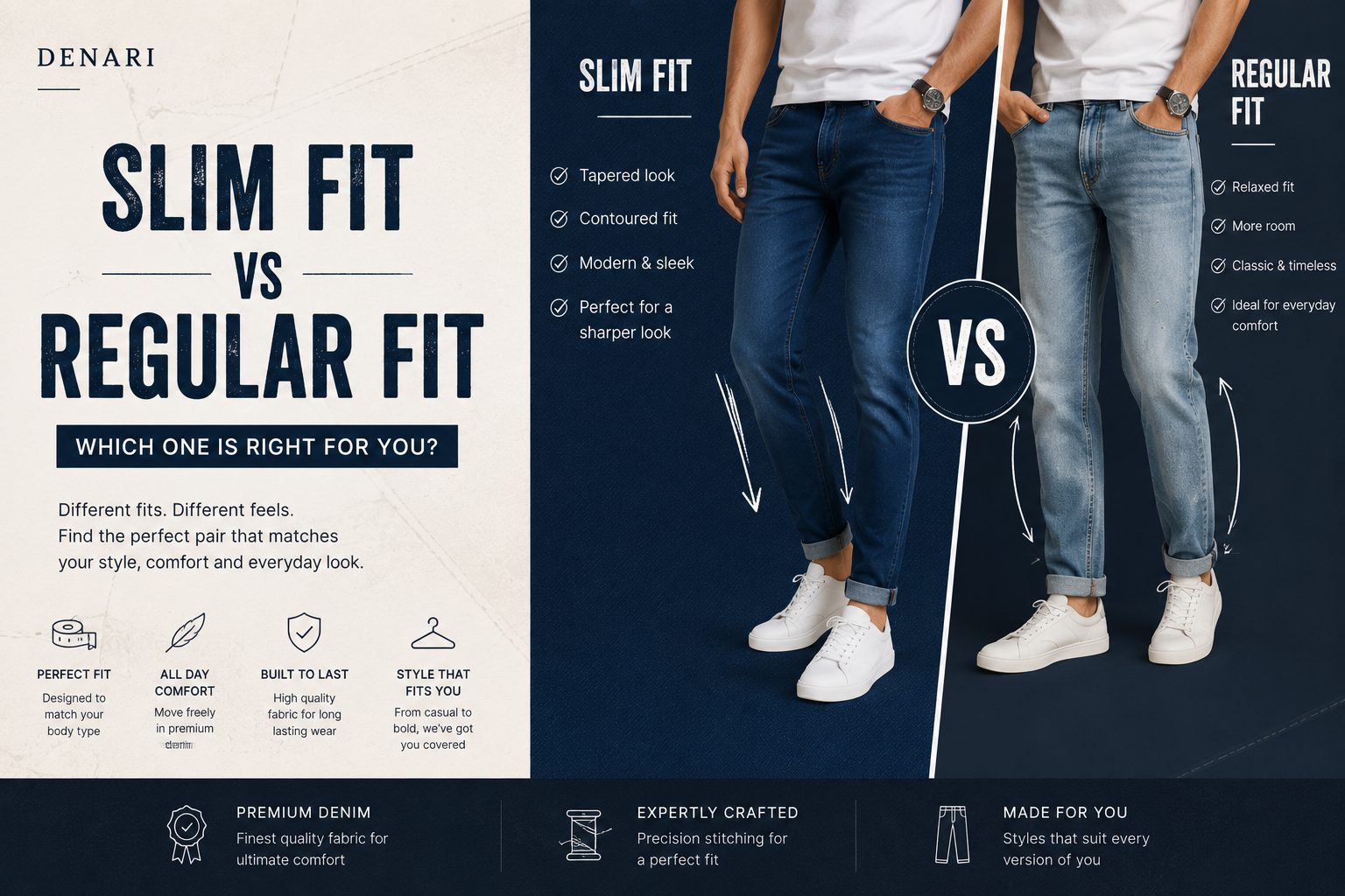 Slim Fit vs Regular Fit Jeans — Which One Is Right For You?